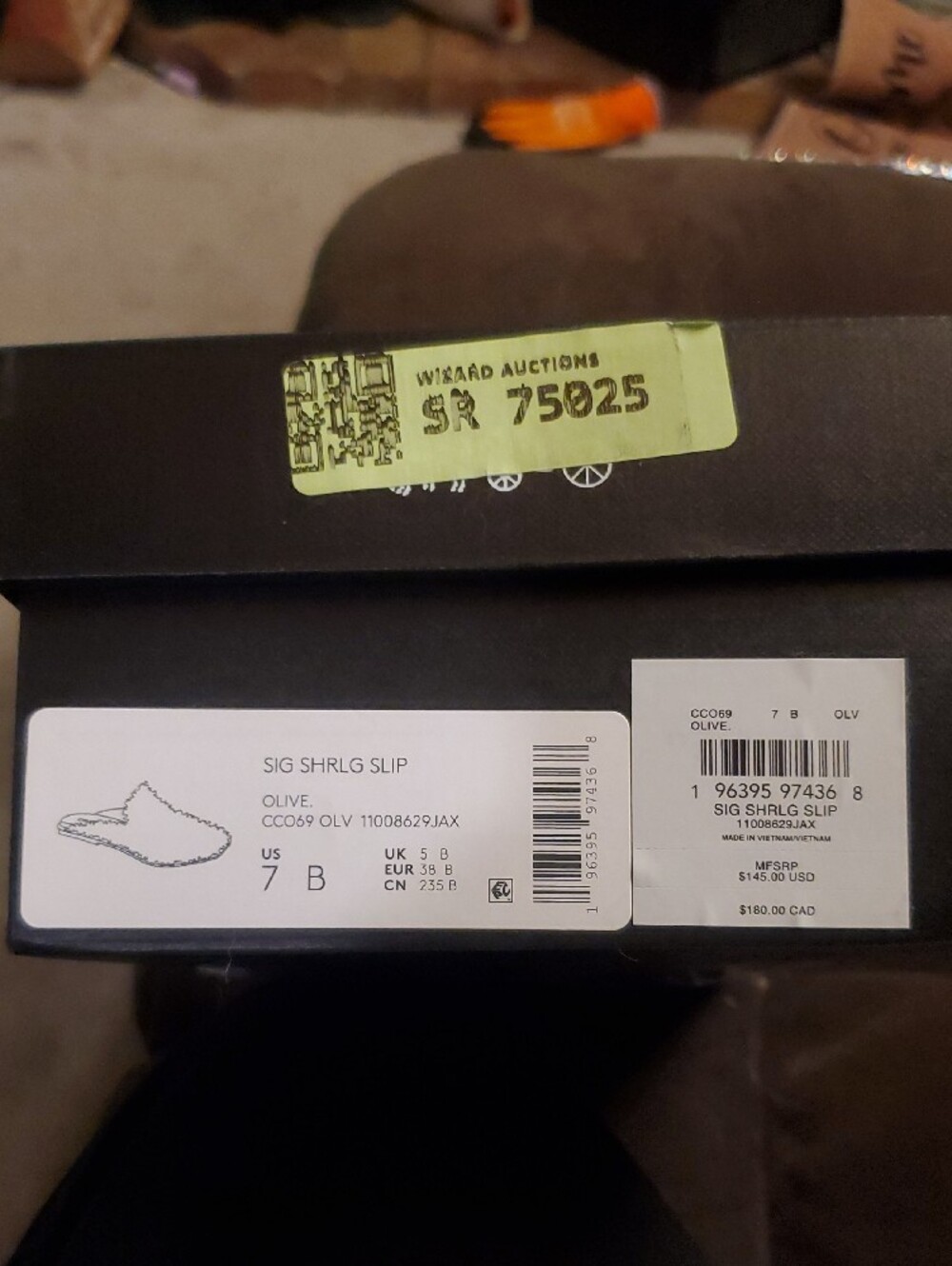 Coach Plush Signature Sherling Slippers in Olive and Black - Picture 4 of 6